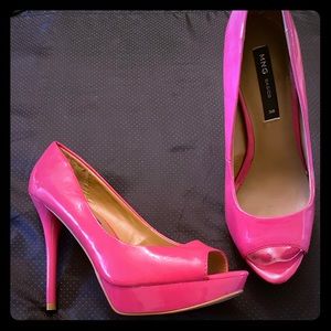 Pink peeptoe pumps size 36 from Mango
